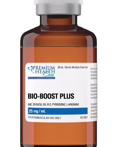 Bio Boost Plus – MIC 20/50/50, B5 (25 mg), B12 (0.5 mg), Pyridoxine 25 mg/mL, L-Arginine 15 mg – 25 mg/mL – 30 mL Injectable
