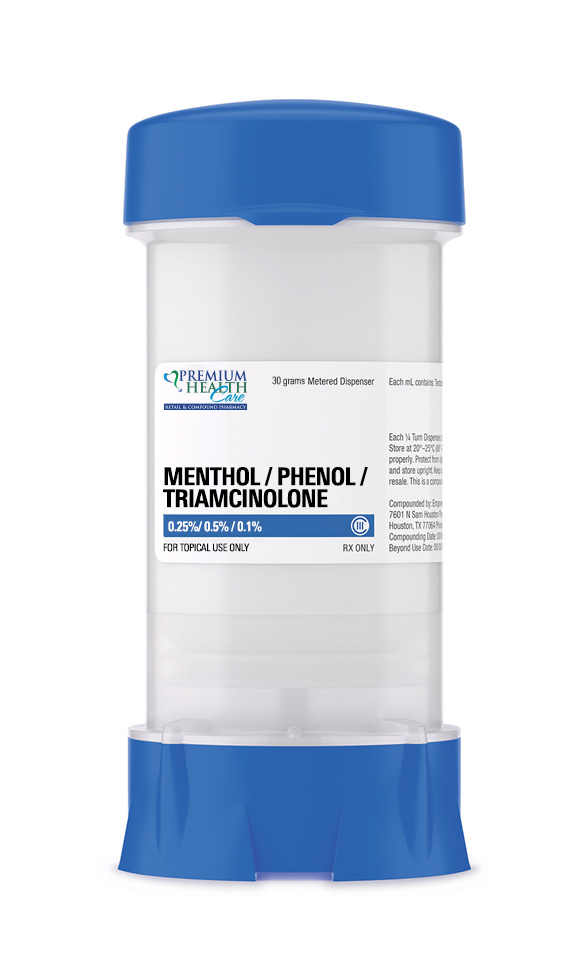 Menthol 0.25% / Phenol 0.5% / Triamcinolone 0.1% Topical Formulation