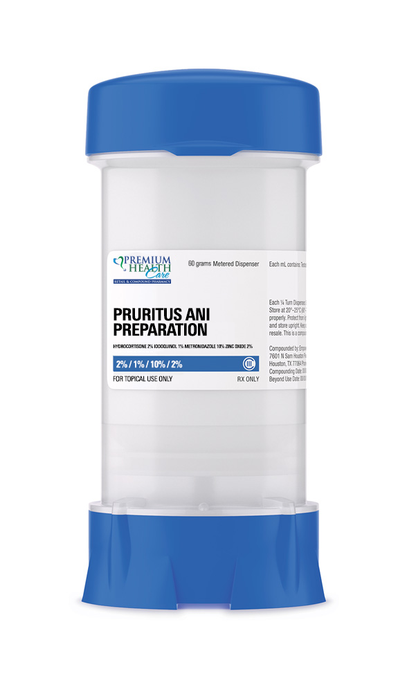 Pruritus Ani Preparation – Hydrocortisone 2% / Iodoquinol 1% / Metronidazole 10% / Zinc Oxide 2% Ointment – 60 Grams